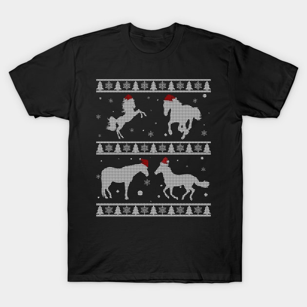 Santa Hat Horses T-Shirt by Sleazoid